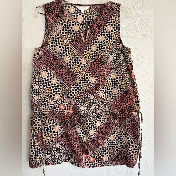 Lauren Conrad Sleeveless Floral Mosaic Dress M - Picture 1 of 9